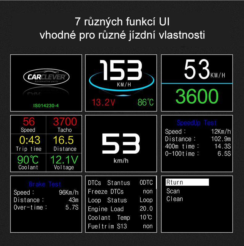 Palubní DISPLEJ 2,6" LCD, OBDII, FULL