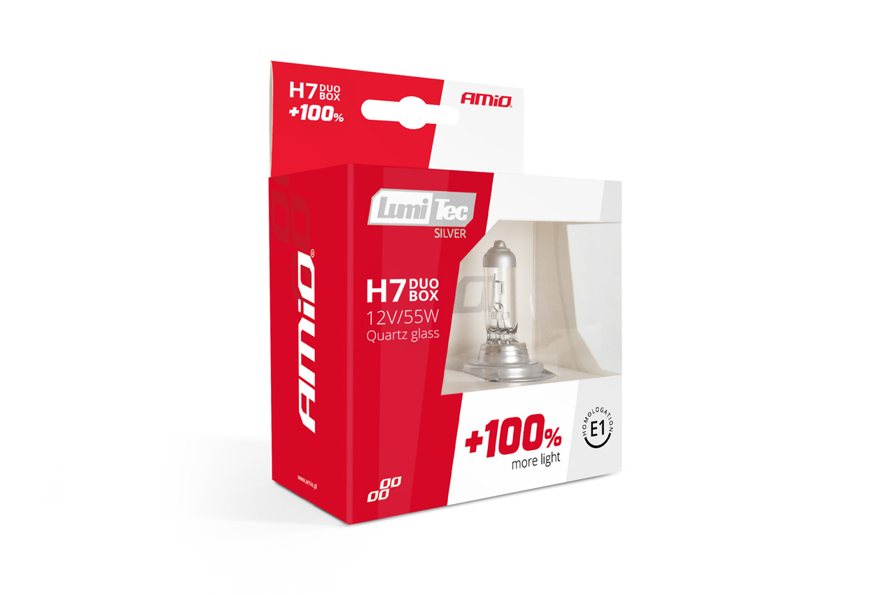 ŽÁROVKY H7 LUMITEC SILVER +100% DUO BOX 2 KS AMIO