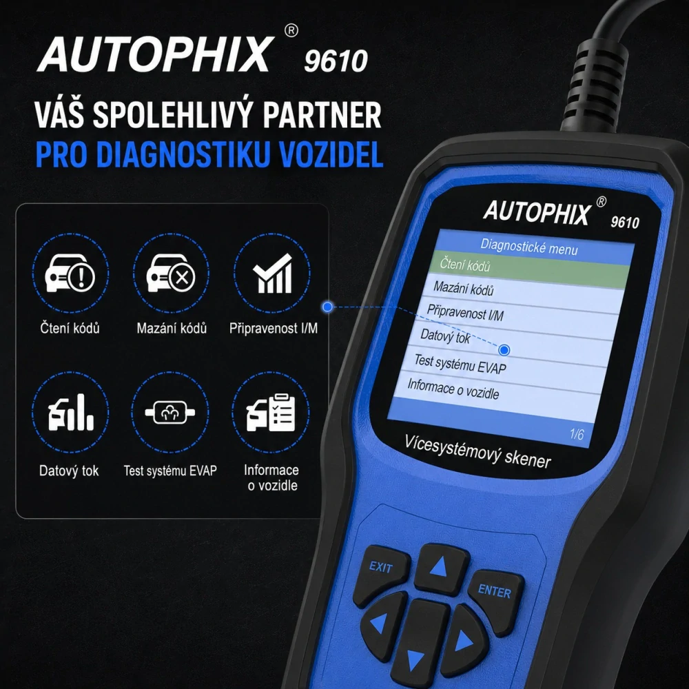 Autodiagnostika Autophix 9610 OBDII pro VW, Škoda, Seat, Audi