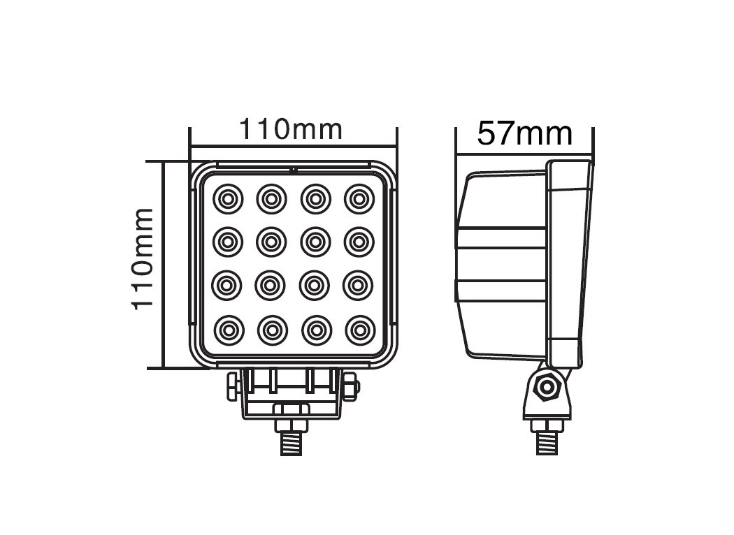 LED světlo hranaté bílé/oranžový predátor 16x3W, 107x107x60mm, ECE R10