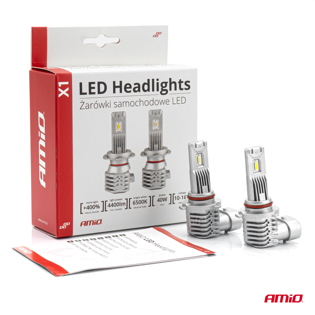 LED žárovky HB4 AMIO LED X1 Series, bílé 6500K | 4400 LM, 2 ks