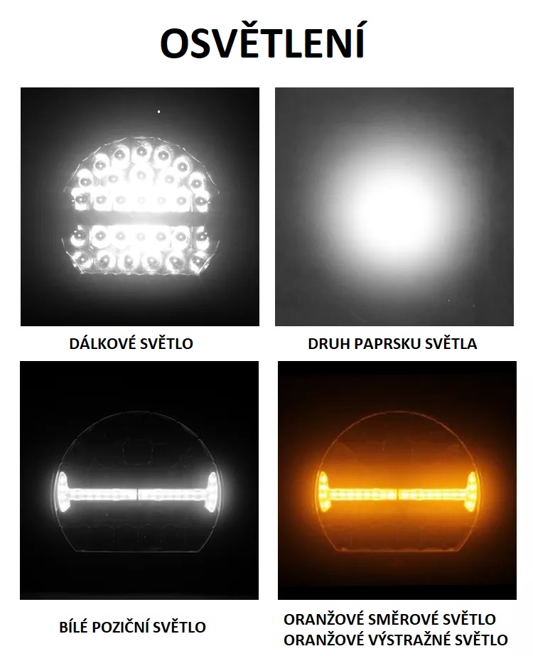LED světlo kulaté s pozičním a výstražným světlem, 141W, ECE R7/R10/R112