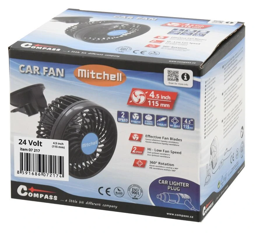 Ventilátor MITCHELL 115mm 24V na přísavku