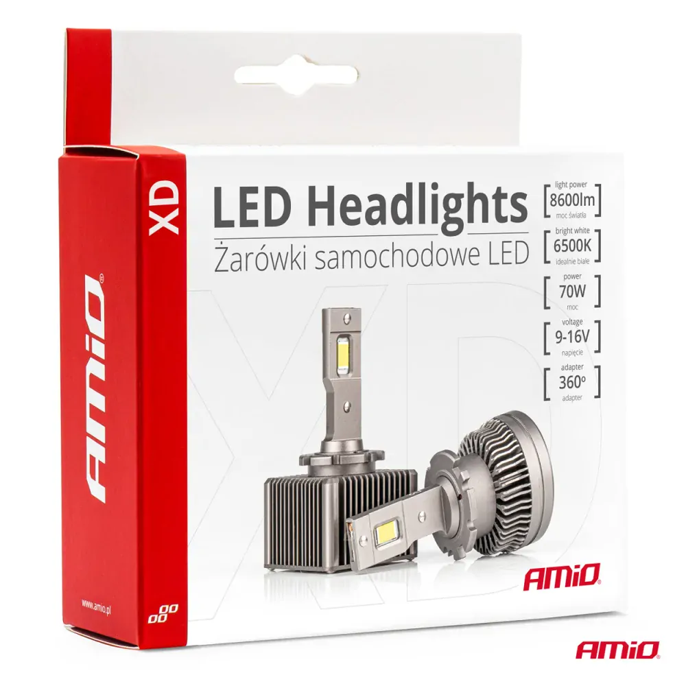 LED žárovky D2S AMIO LED XD Series CAN-BUS, bílé 6500K | 8600 LM, 2 ks
