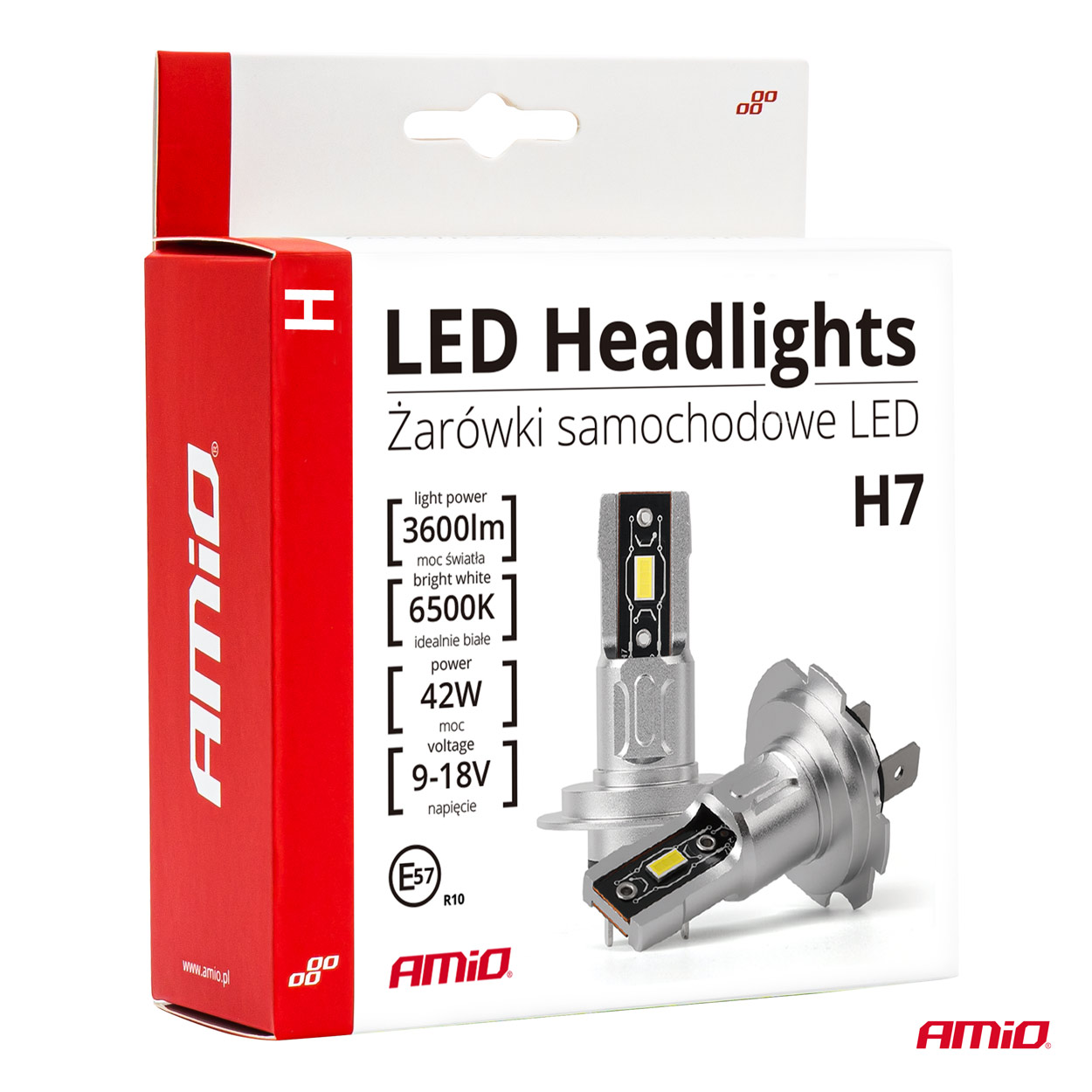 LED žárovky H7 AMIO H-mini, bílé 6500K | 2300 LM, 2 ks