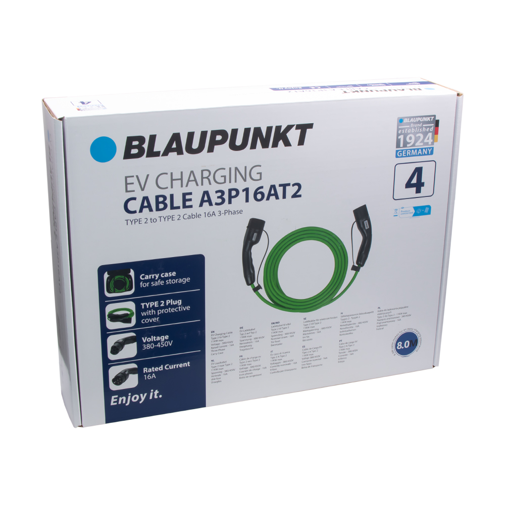 BLAUPUNKT nabíjecí kabel pro elektromobily 16A/3fáze/Typ2->2/8m