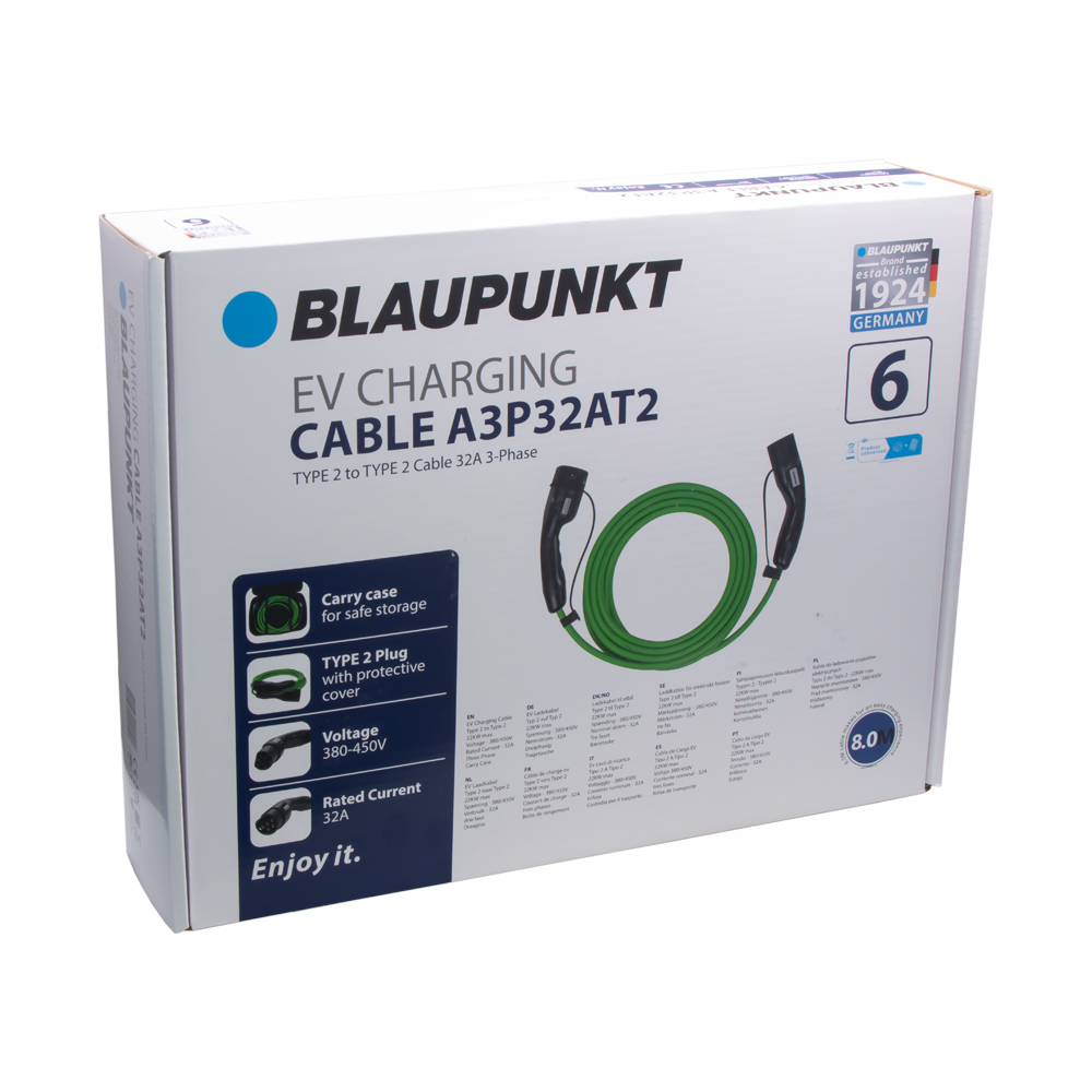 BLAUPUNKT nabíjecí kabel pro elektromobily 32A/3fáze/Typ2->2/8m