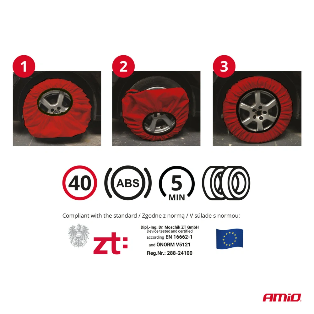 Textilní sněhové řetězy AMIO SNOW SOCKS, velikost XL, Önorm V5121