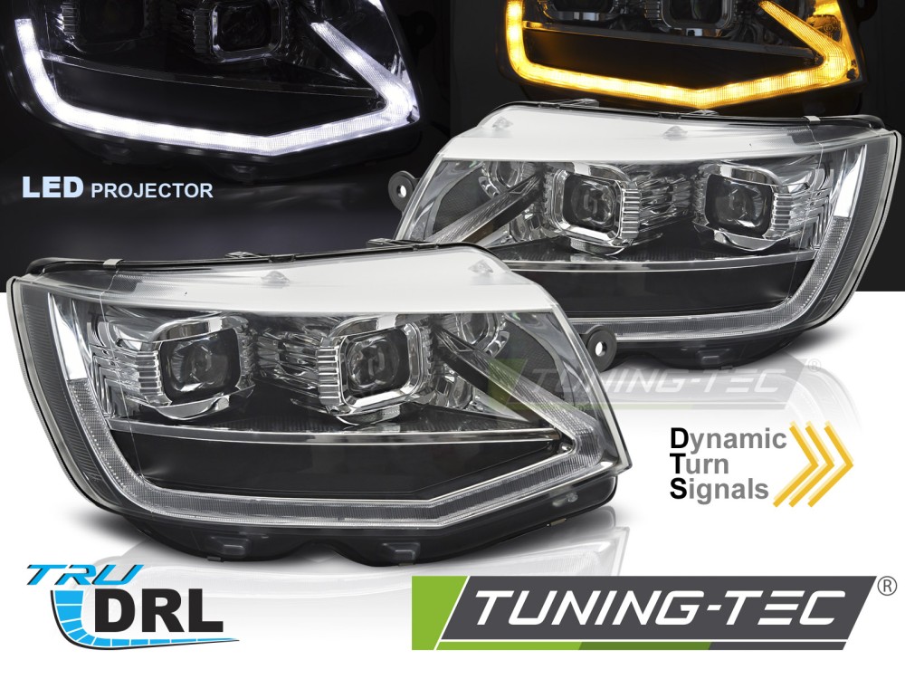 Přední LED TUBE světla CHROMOVÁ DRL SEQ Volkswagen T6 2015-2019
