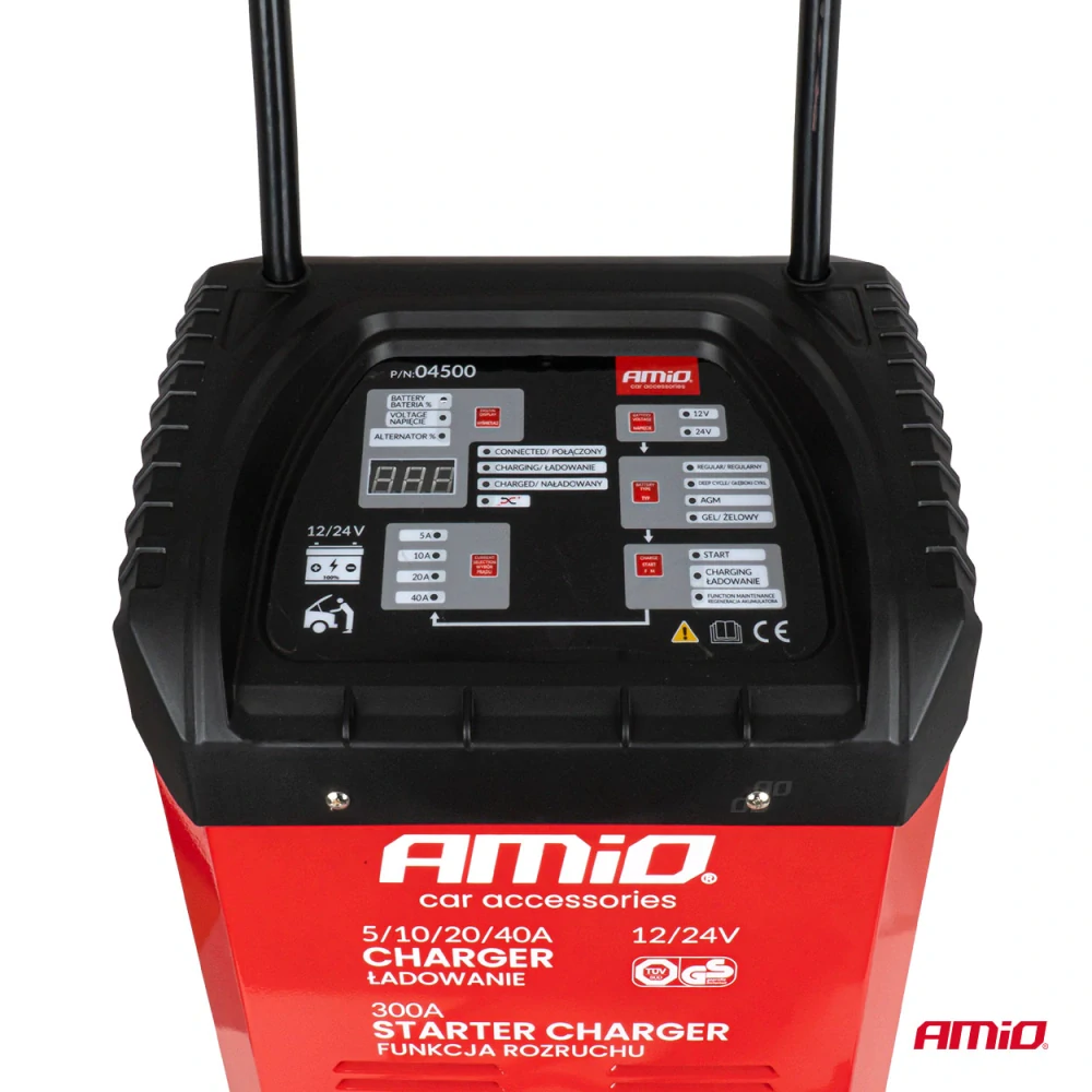 Nabíječka autobaterií 20-600Ah se startovací funkcí 300A, AMIO