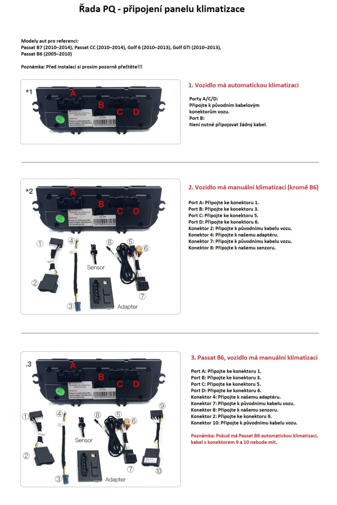 IPS dotykový panel klimatizace pro VW Golf VI