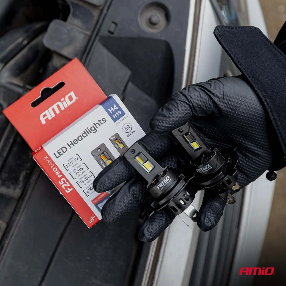 LED žárovky H4 F25 PRO BLACK FULL CAN-BUS, bílé 6000K, 5540 LM, 12-24V, 70W, 2KS