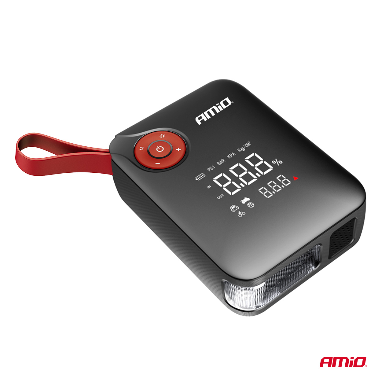 AMIO AKU kompresor s powerbankou a boosterem 7200 mAh, 600A, LED BATERKA