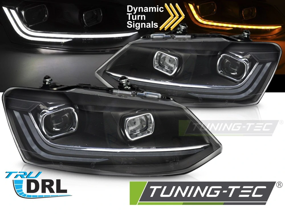 Volkswagen Polo 6R 2009-2017 - Přední LED světla SILVER LINE SEQ DRL