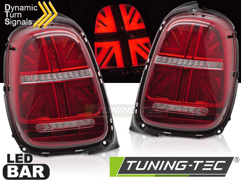 Zadní LED světla pro Mini Cooper F55 F56 F57 (2014–2017) – Červená/Bílá, sekvenční blinkr (pouze 6-PIN)