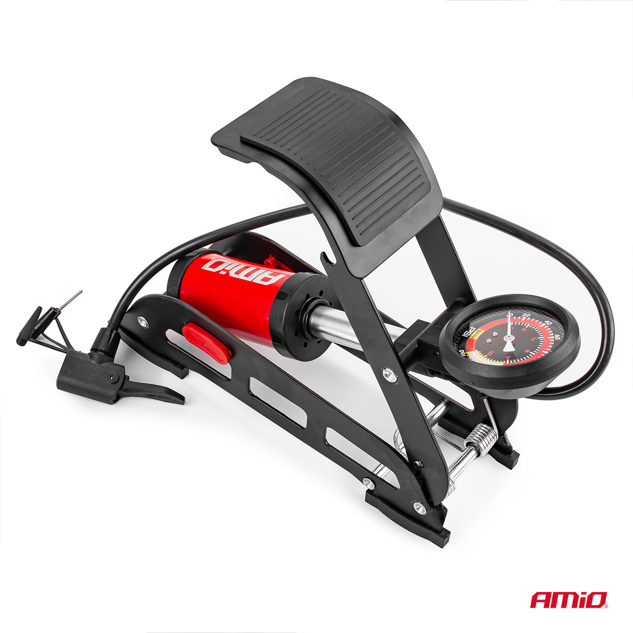 Jednopístová nožní pumpa s manometrem 11 BAR | 160 PSI, model PU06 - Amio