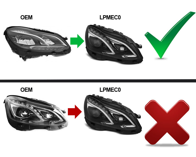 PŘEDNÍ SVĚTLA MERCEDES W212 13-16 BLACK LED DRL