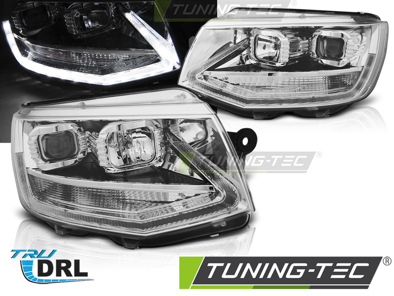PŘEDNÍ SVĚTLA, LAMPY VW T6 2015-, LED DRL CHROMOVÉ