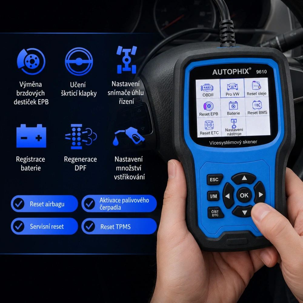 Autodiagnostika Autophix 9610 OBDII pro VW, Škoda, Seat, Audi