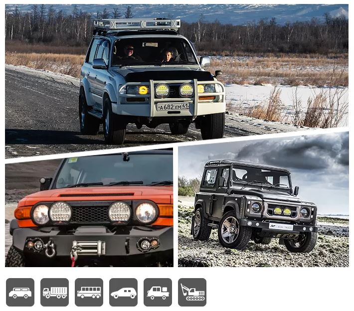 LED světlo kulaté s pozičním a výstražným světlem, 141W, ECE R7/R10/R112