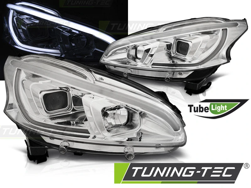 Přední světla s LED denními světly Peugeot 208 12-15 chrom