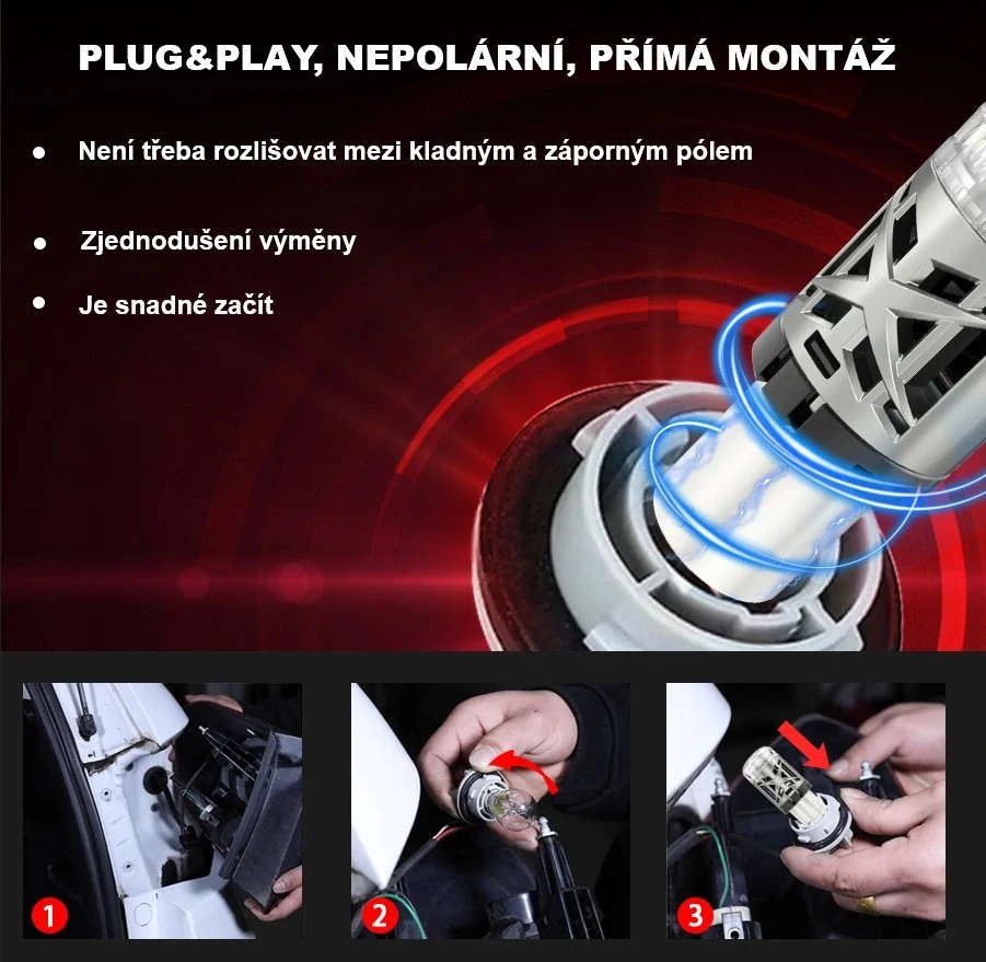 LED BA15S bílá, 12V, 23W CAN-BUS, 360°