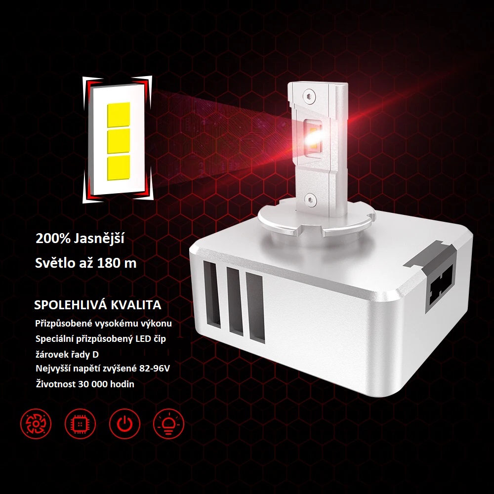 LED žárovky D5S bílé 6000K, 9000LM, 60LED