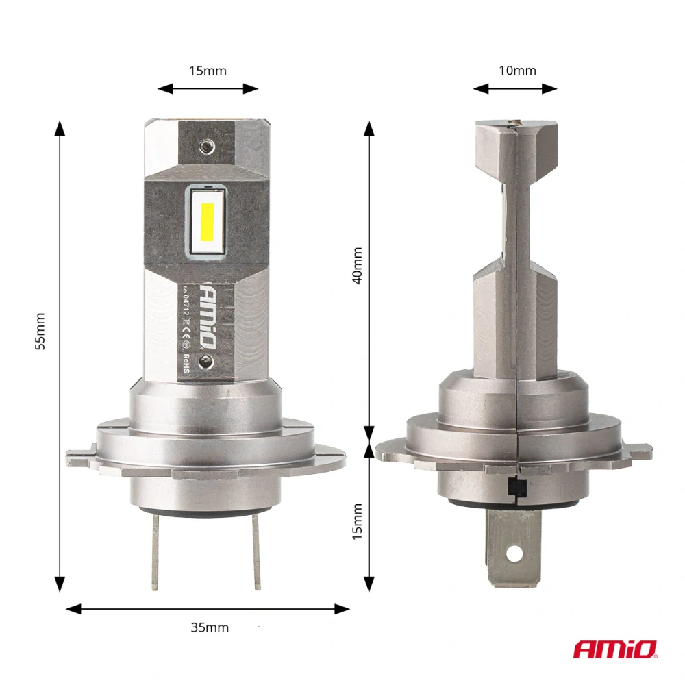 LED žárovky H7 | H18 H25 FULL CAN-BUS, bílé 6000K, 2710 LM, 2 ks AMIO 