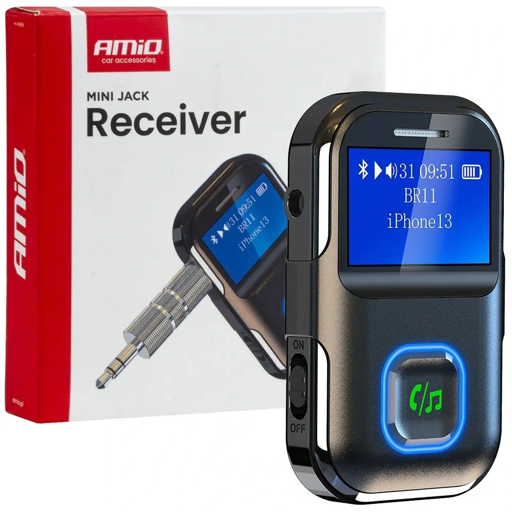 Bluetooth přijímač a vysílač s LCD displejem a 3.5 mm mini jackem, AMIO 