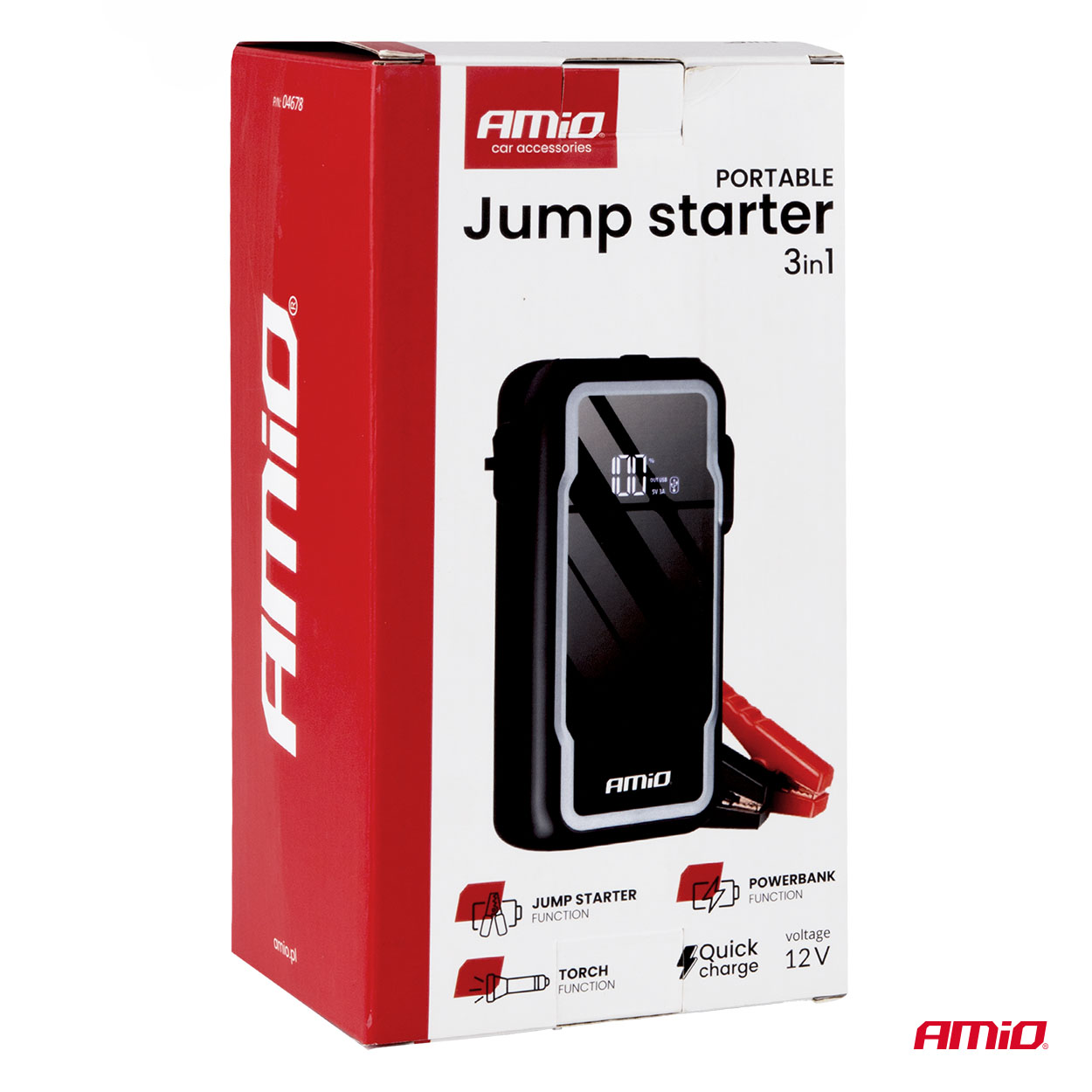 Power Banka, startovací stanice | booster 12000 mAh | 1600A USB LED | AMIO