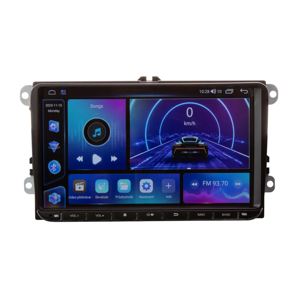 Autorádio pro VW, Škoda s 9" LCD, Android, Wi-Fi, GPS, CarPlay, Bluetooth, 4G, 2x USB