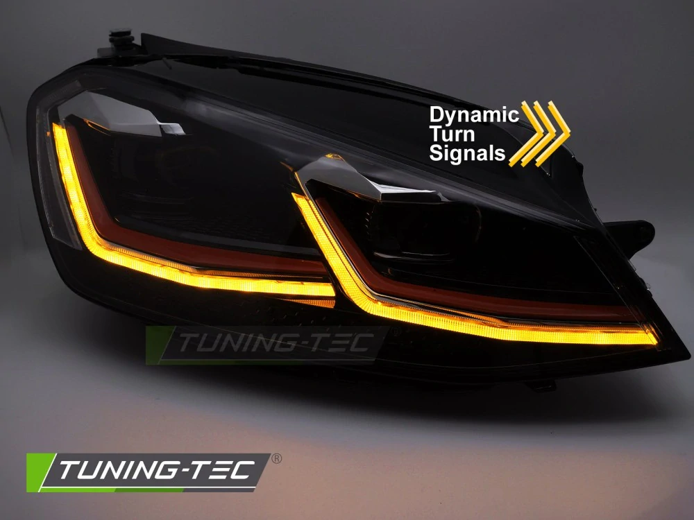 Přední světla VW GOLF 7 11/2012-2017 FULL LED DRL černé s červenou linkou