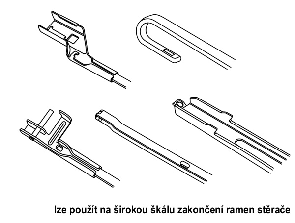 Stěrač FLAT MULTI 380mm - 8 adaptérů