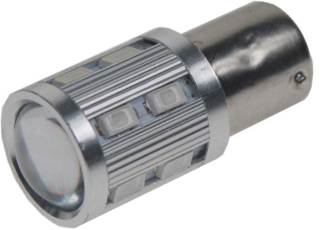 BA15S červená, 12SMD Samsung + 3W Osram 10-30V