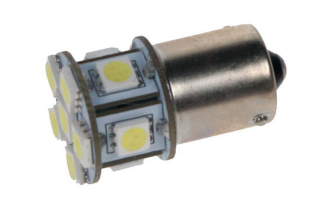 LED žárovka 12V s paticí BA15s bílá, 9LED/3SMD