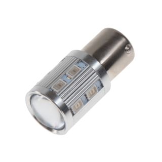 LED BA15S oranžová, 12SMD + 3W LED 10-30V