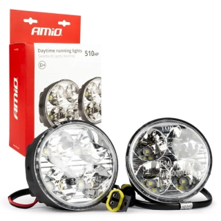 Denní svícení AMIO DRL 510HP kulaté, 4 LED s redukčními kroužky, průměr 70 mm