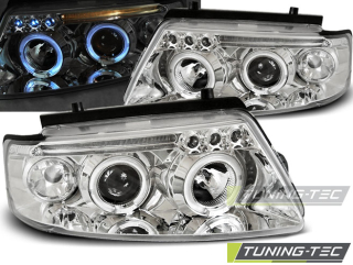 PŘEDNÍ SVĚTLA VOLKSWAGEN PASSAT B5 3B, 1996-2000, ANGEL EYES, CHROM