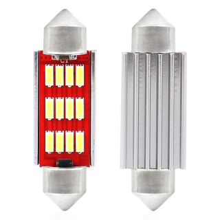 LED sufit žárovky s chladičem 12 SMD CAN-BUS 4014 - délka 41 mm - bílé (2 ks) - Amio