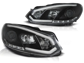 Přední světla s LED denními světly, Tube Lights VW Golf VI/6 08-12 černá