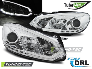 Přední světla s LED denními světly, Tube Lights VW Golf VI/6 08-12 chrom