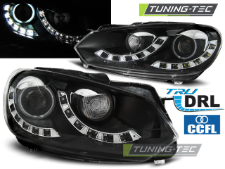 Přední světla angel eyes CCFL s LED denními světly RL VW Golf VI/6 černé