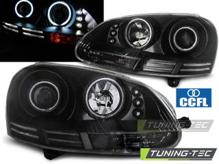 PŘEDNÍ SVĚTLOMETY, SVĚTLA, LAMPY VW GOLF 5, 2003-2009, ANGEL EYES CCFL, ČERNÉ BLACK