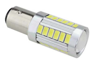 LED žárovka 12-24V s paticí BAU15S bílá, 33LED/5730SMD s čočkou