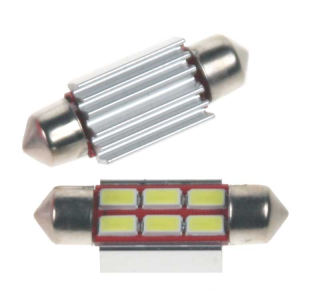 LED žárovka 24V s paticí sufit (36mm), 6LED/5730SMD s chladičem
