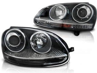 PŘEDNÍ SVĚTLOMETY, SVĚTLA, LAMPY VW GOLF 5, 2003-2009, STYL GTI ČERNÉ