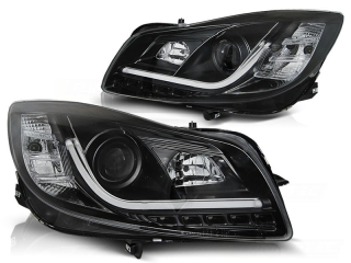 PŘEDNÍ SVĚTLOMETY, SVĚTLA, LAMPY OPEL INSIGNIA, 2008-2012, TUBE LIGHT, LED, ČERNÉ BLACK