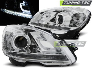 Přední světla LED TubeLights Mercedes-Benz C W204 07-10 chrom