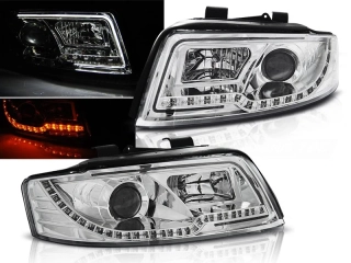 Přední světla Audi Audi A4 2001-2004, LED Tube Light, chrom, LED blinkr
