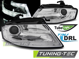 PŘEDNÍ SVĚTLA S LED DENNÍMI SVĚTLY TUBELIGHT AUDI A4 B8 2008-2011 CHROM